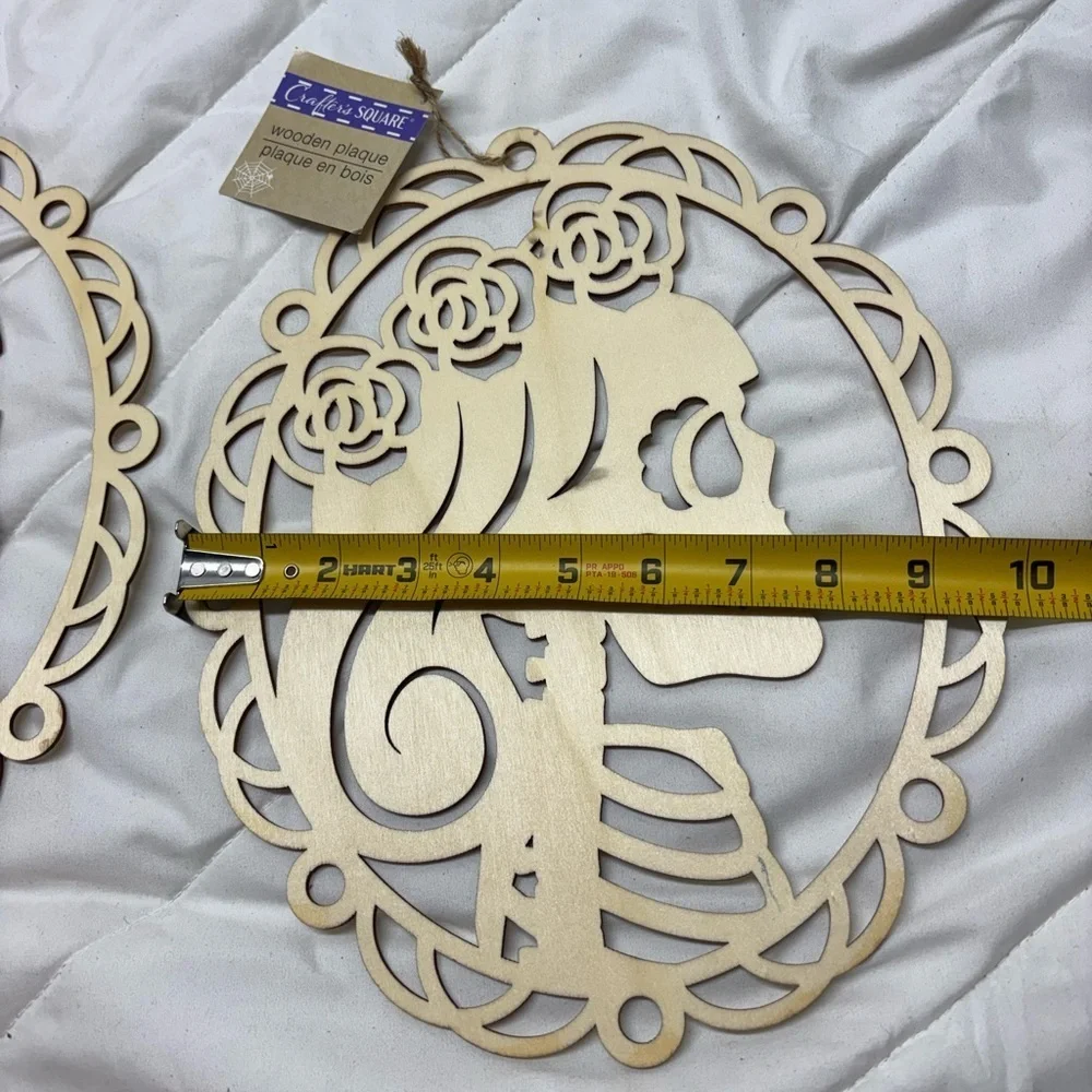 2 Skeleton Wooden Plaque Wall Art Decor- to paint or decorate craft. Halloween